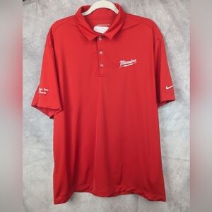 Milwaukee Embroidered Nike Polo Size XL Red With Briggs Inc. Of Omaha On Sleeve